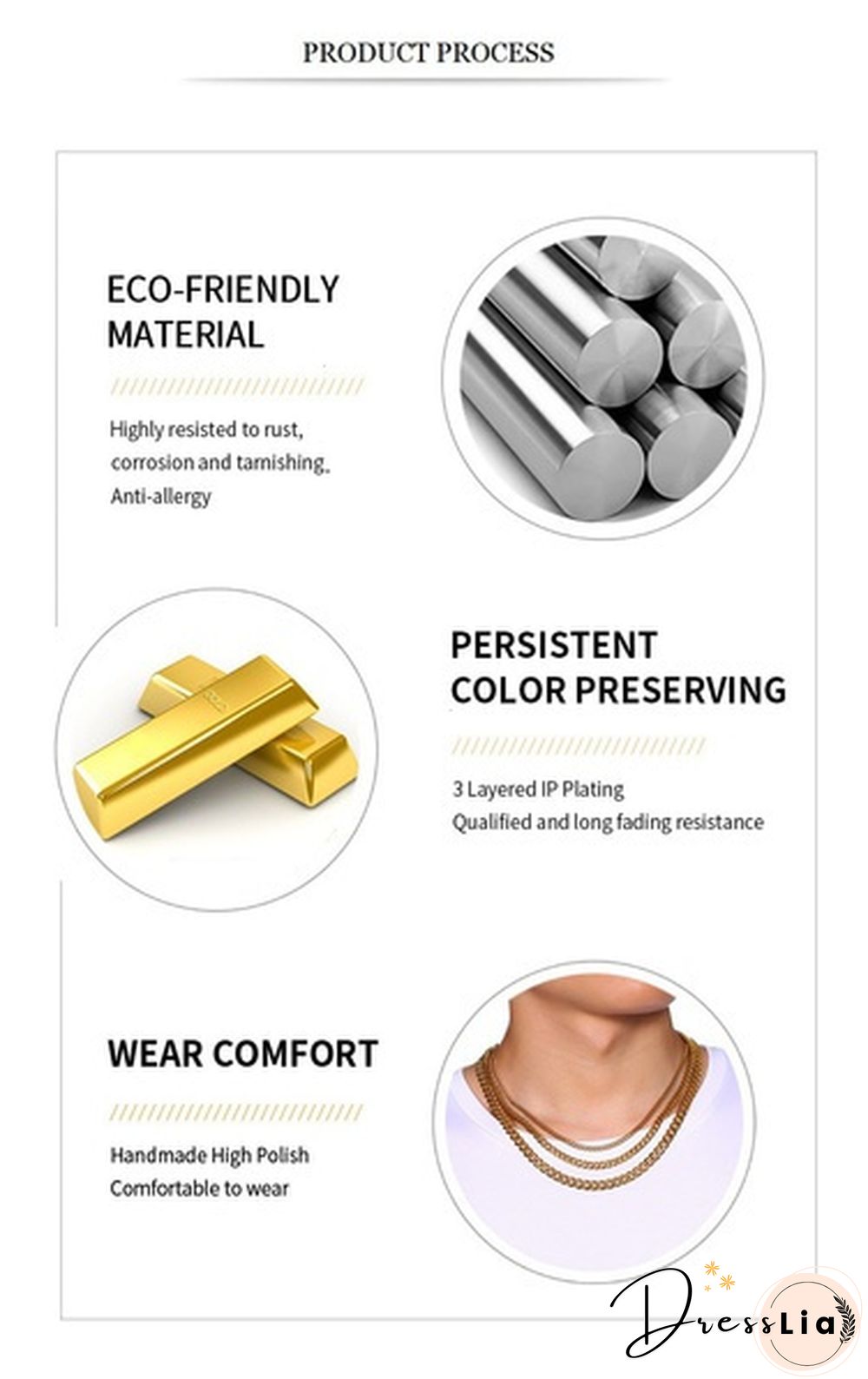 Men's Necklace Stainless Steel Cuban Link Chain Silver Color Male Jewelry Gifts for Men 3COLORS