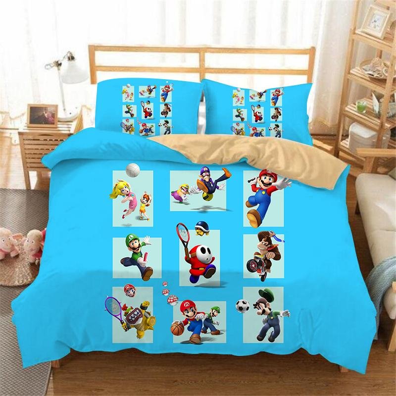Mario Bedding Set Bed Quilt Cover Pillow Case Home Use