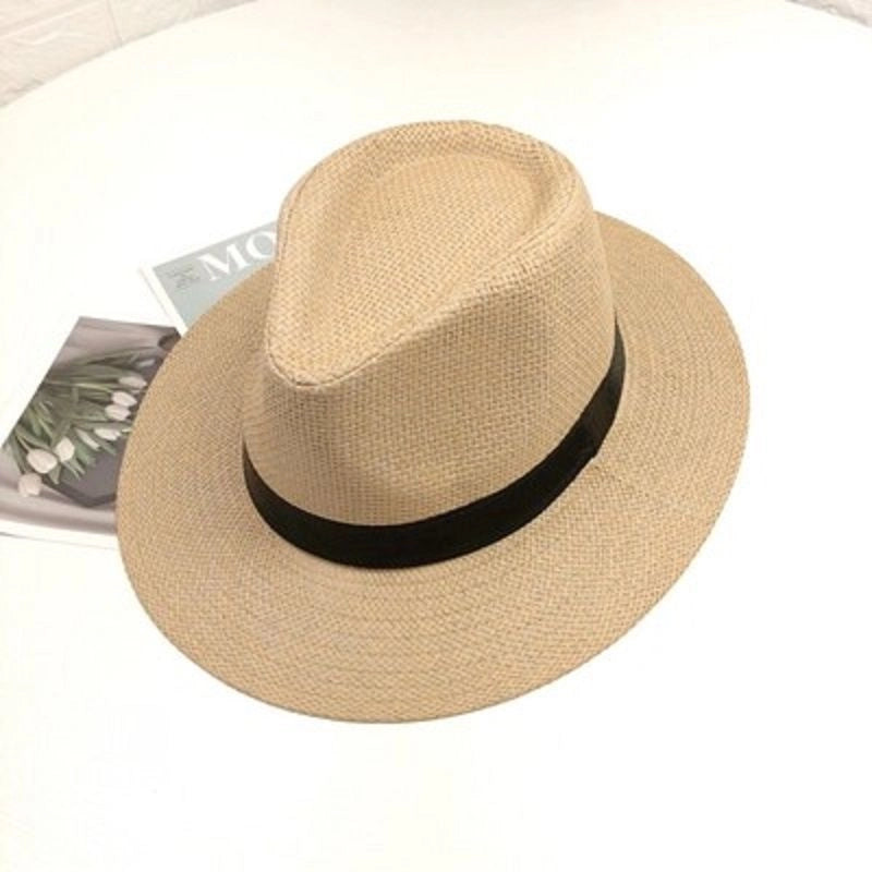 Paper Grass Large Flat Brim Top Hat Summer Sun Protection Sun Hat Panama Straw Hat Men’s Outdoor Sun Hat