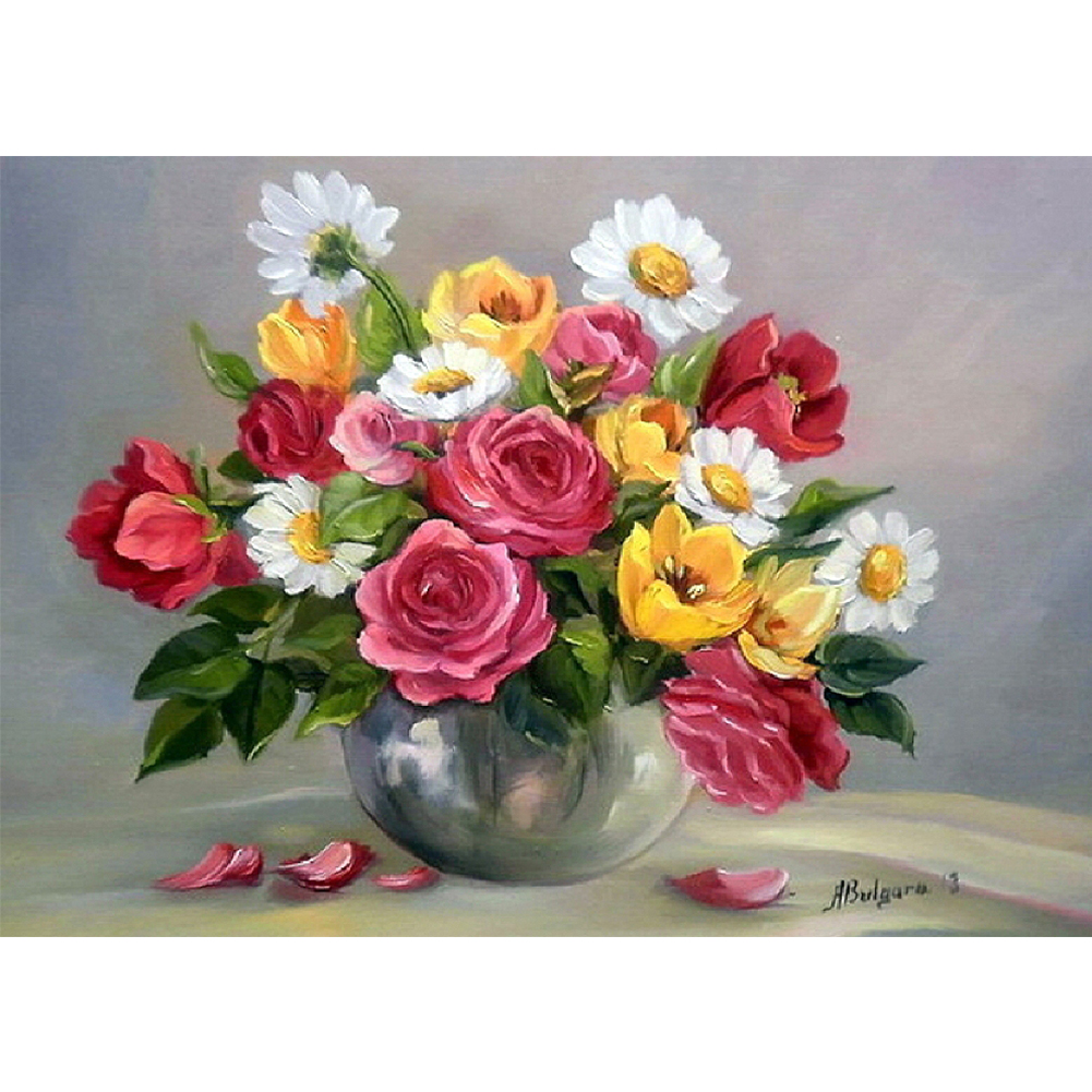 

40*30CM - Round Drill Diamond Painting - Flower Still Life, 501 Original