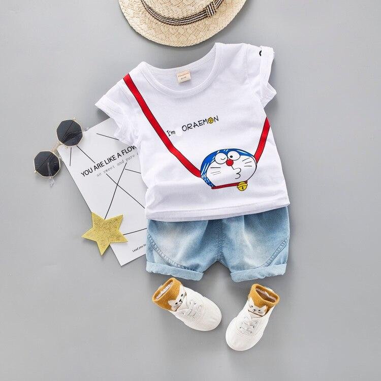 Summer Baby Boy Girl Cartoon Clothes Outfit Suit Cute Children Cotton 1 2 3 4 Years Kids Boys Sets T-shit+ Shorts