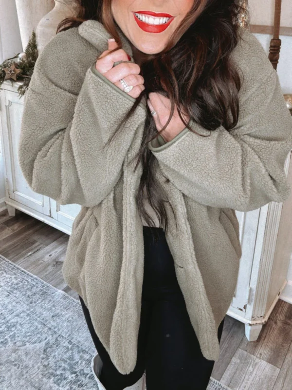 Ultra Soft Plush Teddy Olive Jacket