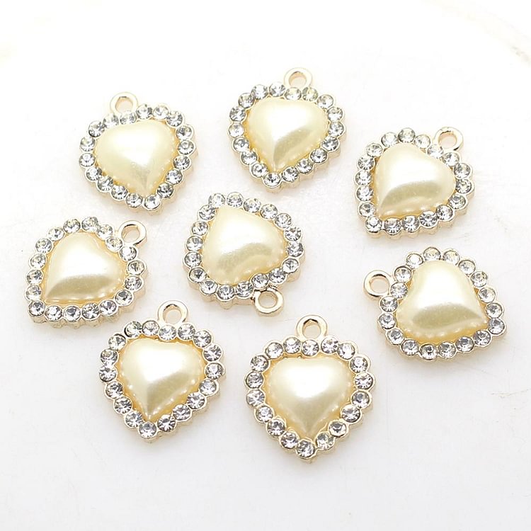 Gold Heart Alloy Pearl DIY Handwork Sewing Decoration Button 10Pcs/Lot 16MM Pendant
