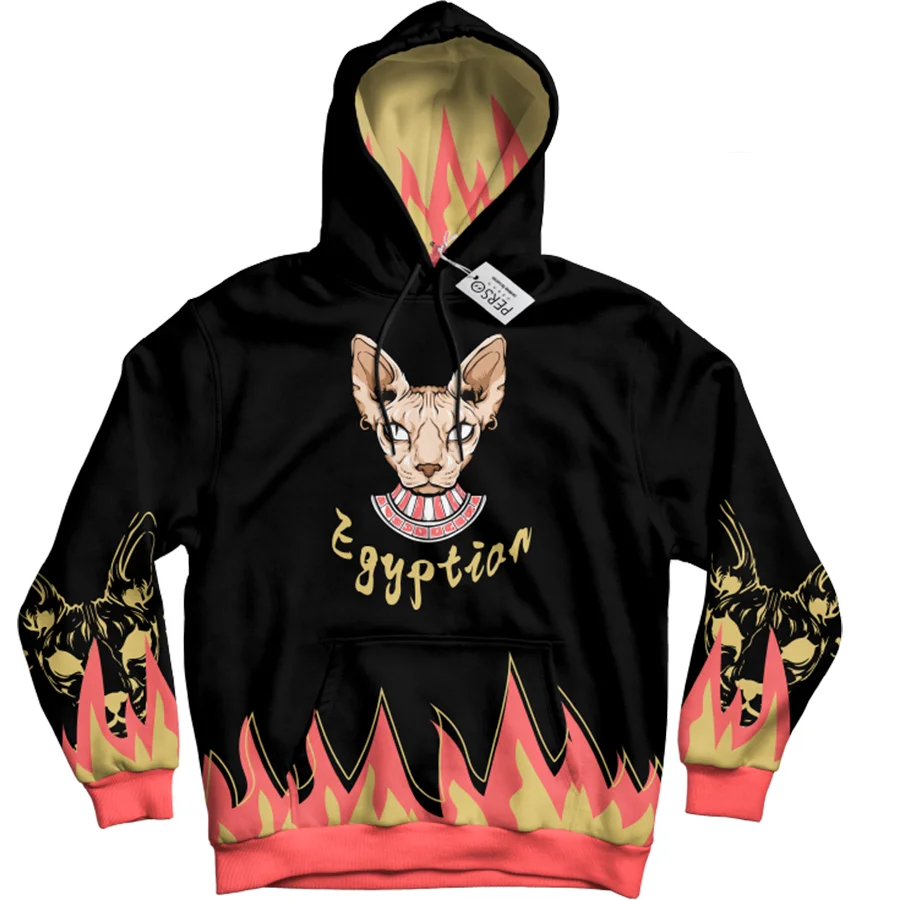 Egyptian Cat Printed Men's Hoodie