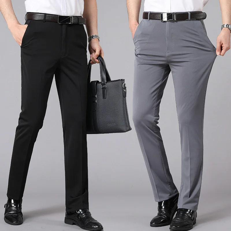 Men's Thin Slim Fit Stretch Straight Trousers