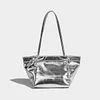 Stylish Silver Square PU Leather Bucket Shoulder Bag