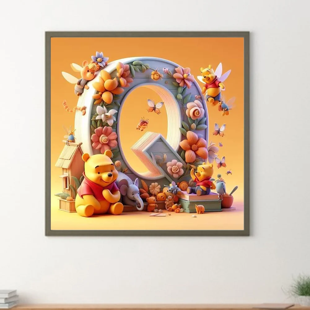 Full Round Diamond Painting 30*30cm - Winnie The Pooh'S 26 Letters Q