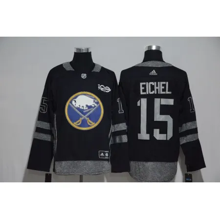 Buffalo Sabres #15 Jack Eichel Black Men's 1917-2017 100th  Anniversary   Stitched NHL Jersey