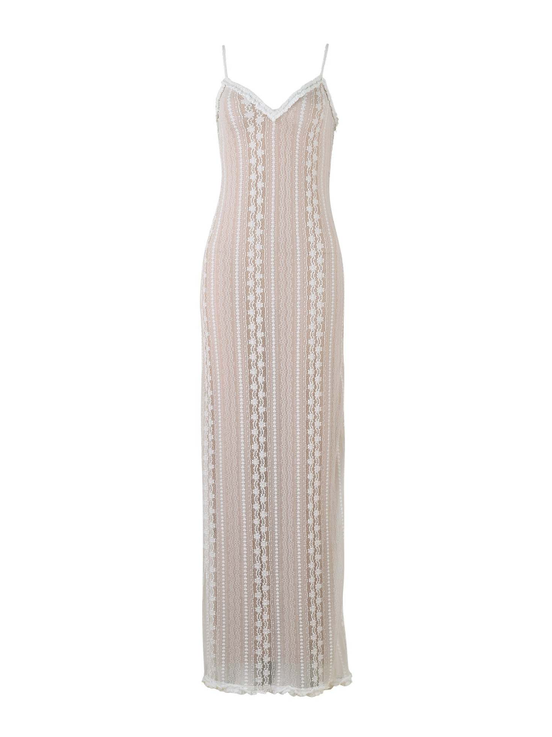Ootddress Female Elegant Hollow Out Maxi Dress V-Neck Long Sleeve Split Party Dress Evening Tiered Fashion Summer Halter Dress 2025