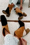 Women's 5cm Winter Thick Colorblock Suede Heeled Ankle Booties
