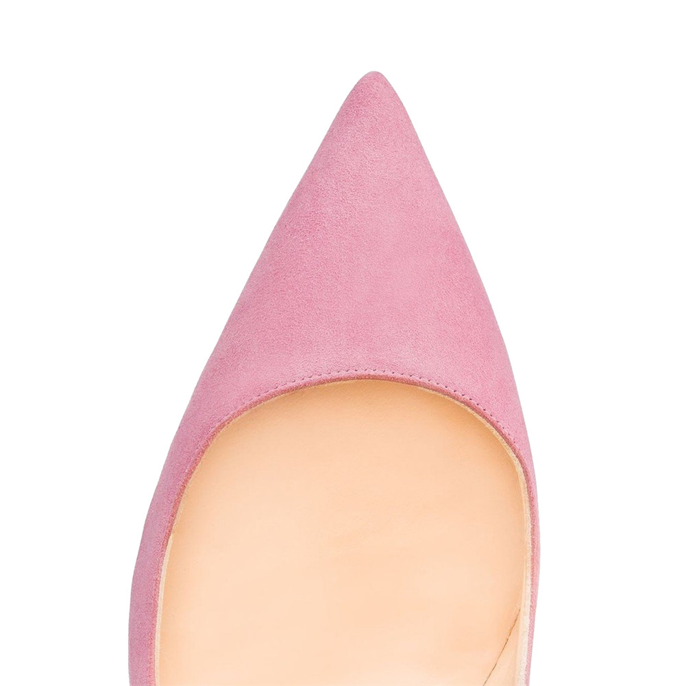 120mm Women's Classic Closed Pointed Toe Bridal Wedding Party Pumps Pink Suede-vocosishoes