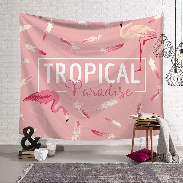 Flamingo Tapestry Pink Girl Heart Bedroom Decoration Fabric Wall Background Background Fabric Home Furnishing Fabric