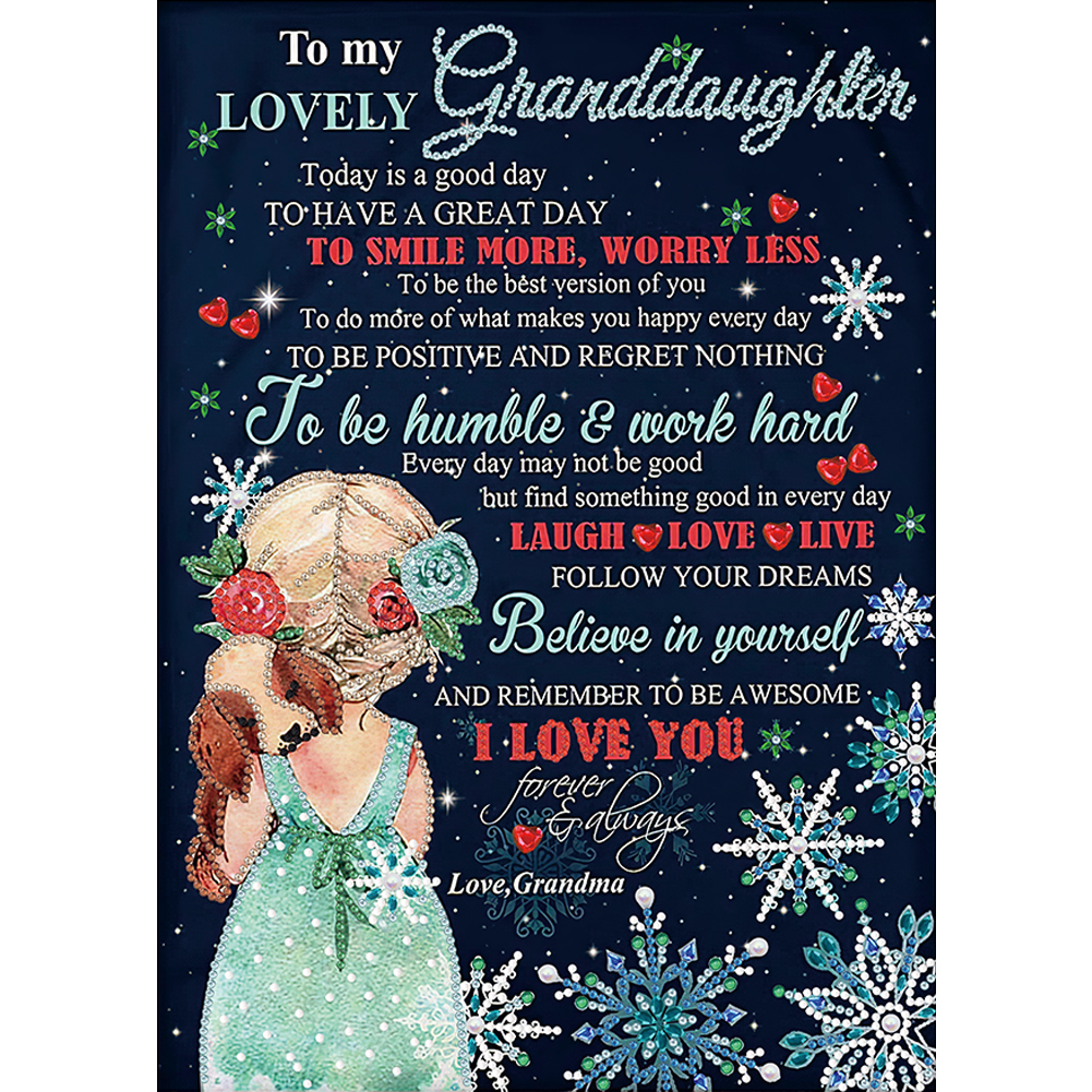 

To My Granddaughter Never Forget I Love You Quotes - Special Shaped Diamond Painting - 30*40CM, 501 Original