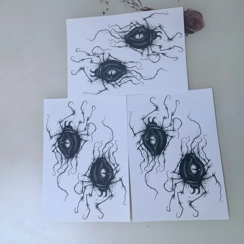 New Dark Spider Pattern Tattoo Sticker Men Waterproof Lasting Alternative Art Fake Tattoo Reptile Hand Back Neck Tattoo Sticker