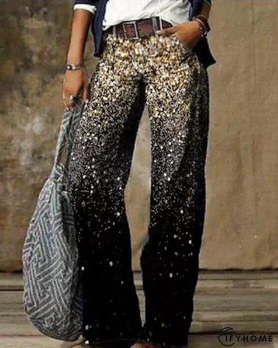 Floral Women's High Waist Straight Leg Wide Fashion Loose Jeans | IFYHOME