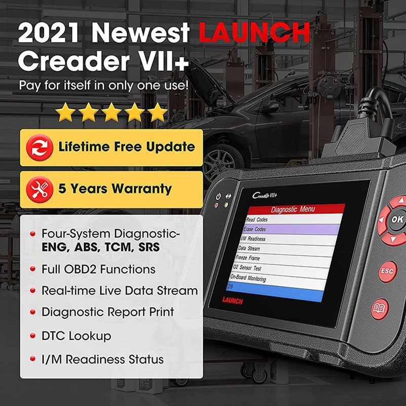Launch X431 Creader VII+ OBD2 Scanner Valise Diagnostic Auto Multimarque en  Francais - Fonctions OBD2 Complètes