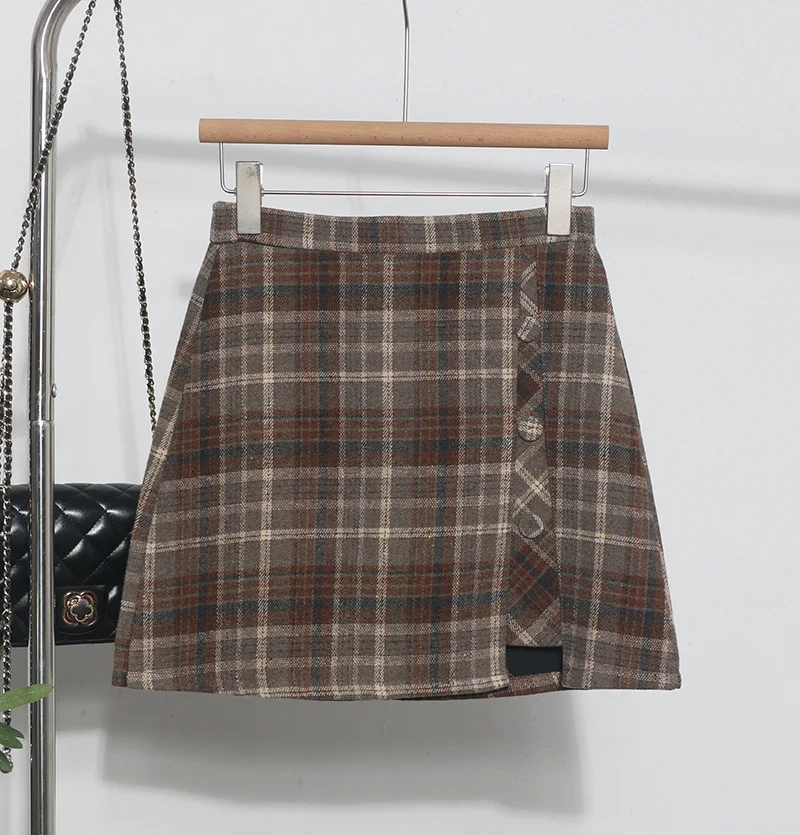 Uveng A Large Number Of Hairy Skirt Women Autumn And Winter Tlings Irregular High-Waisted A Short Skirt 8923