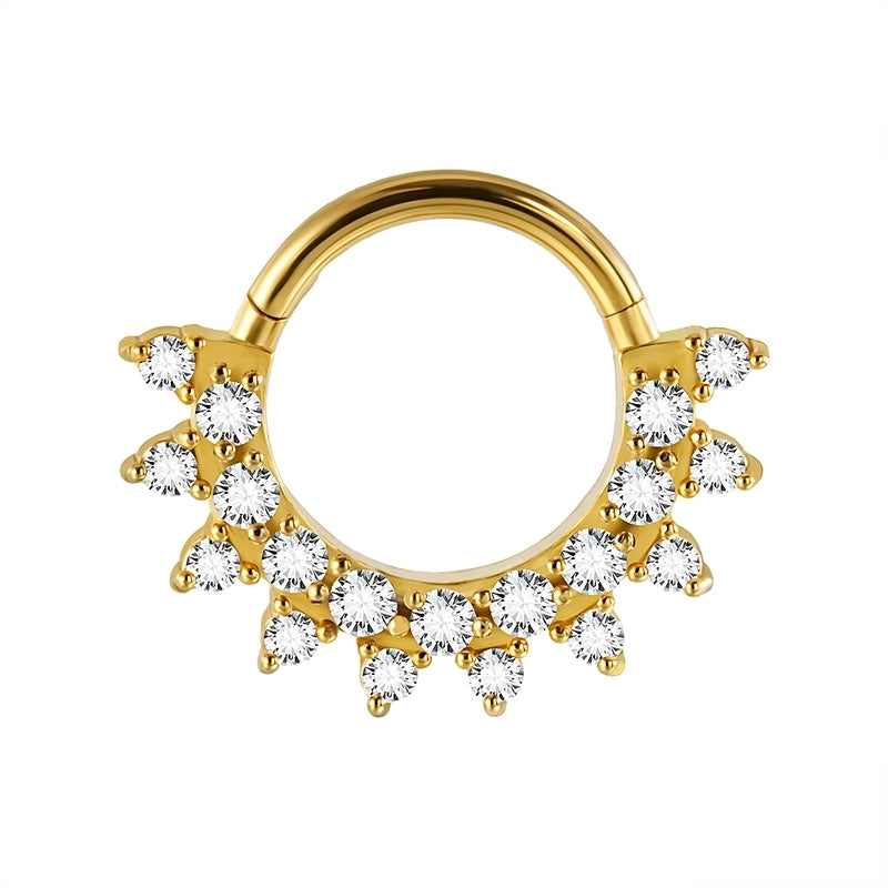 1 Piece Nose Rings & Studs Casual Elegant Vacation Geometric 304 Stainless Steel Inlay Zircon 18K Gold Plated Earrings Nose Ring