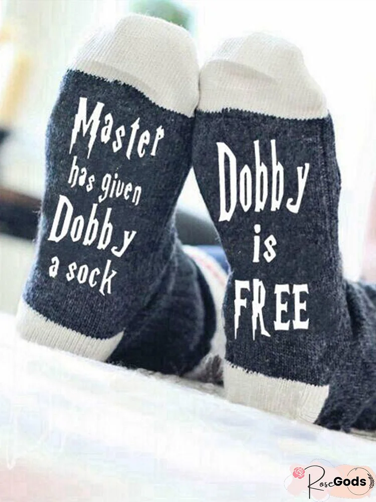 Women's Master Has Given Dobby A Socks Cotton Letter Socks