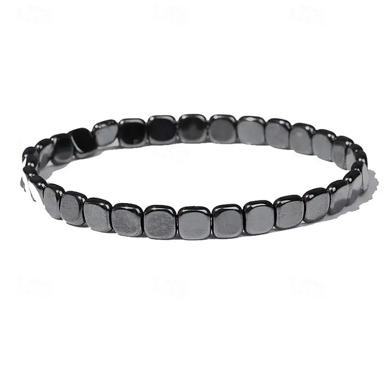Men's Hematite Bracelet, Natural Stone Beaded Elastic with Stones, Minimalist Durable Everyday Casual Wear, for Formal Events & Casual Attire, Year-Round Elegant Beaded Bracelet, Jewelry Gift 2026 - SGD S$14.54 –P12