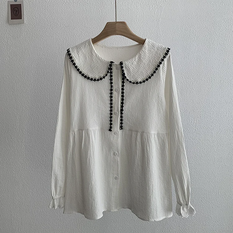 Contrast Color Lace Shirt