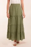 Wholesale Tiered Skirt, Rayon Maxi Skirt, Women's Summer Apparel Vendor, SS2027 Boho Style, Mature Women Clothing Manufacturer