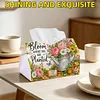 (24cm)Diamond Art Tissue Box DIY PU Napkin Cover for Home Decoration(Plant)