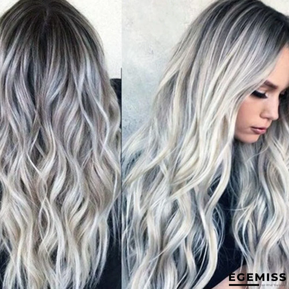 Mid-section Long Curly Hair Gray Gradient Chemical Fiber Headgear | EGEMISS