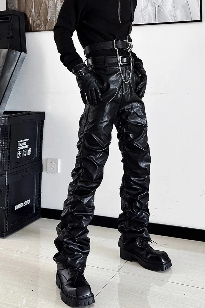Cyberpunk Rock Ruched Stacked Pants