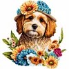 Diamond Painting -5D Full Round Drill Flower Cluster Dog
