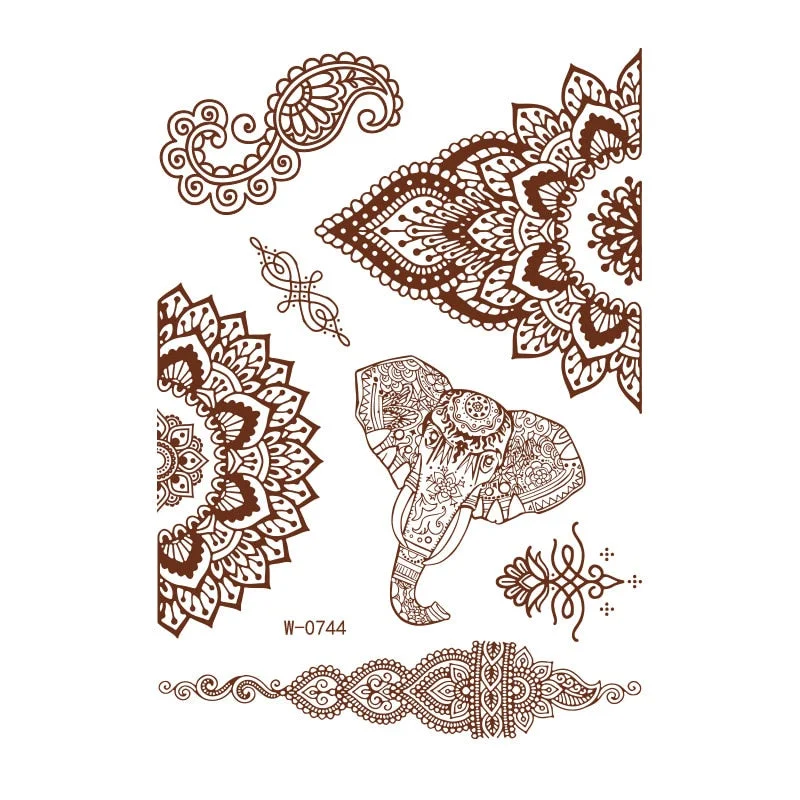 Waterproof Temporary Tattoo Sticker Chest Lace Henna Mandala wedding Flash Tattoos Flower Body Art Arm Fake Tatoo Women Men