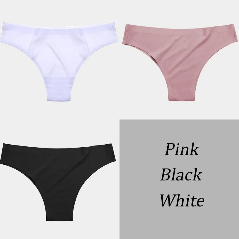 3PCS/Set Women Seamless Panties Sexy Underwear Invisible Lingerie Breathable Briefs Ice Silk Ultra-thin Intimate Underpants M-XL
