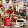 (US Local)6pcs Set Xmas Theme DIY Diamond Painting Coasters Kit with Holder Kit