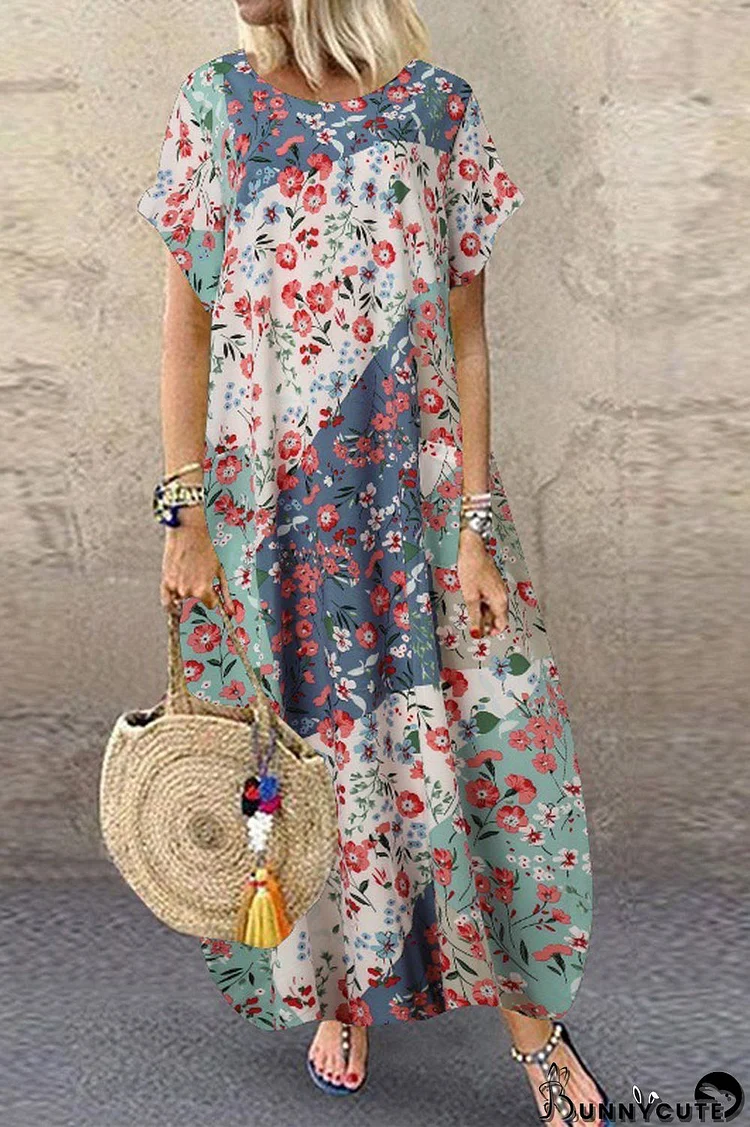 Floral Print Short Sleeve Dress