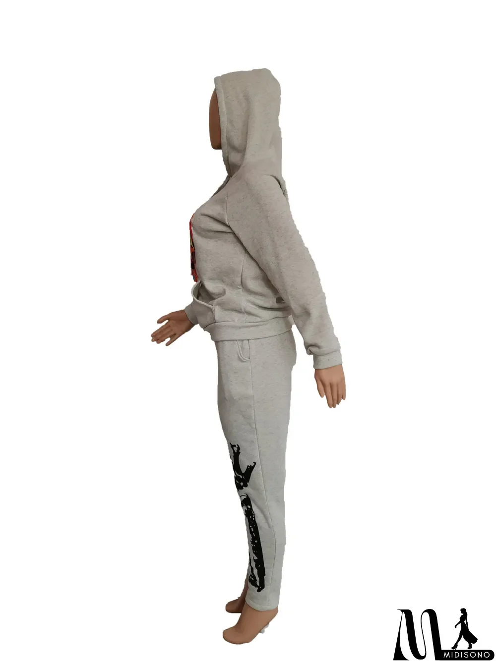 MidiSono - New Autumn Skull Halloween Thick Print Hat Long Suit