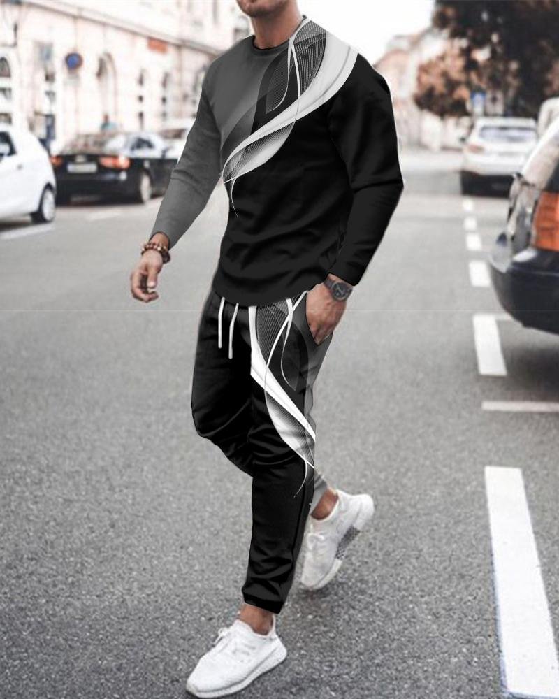 men's casual k printing sports suit