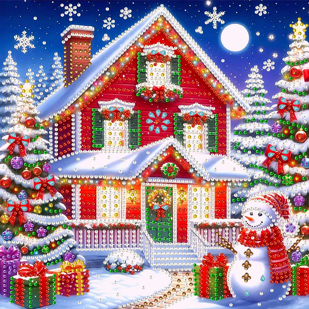 Christmas House - Diamond Painting - Partial Special Shaped Drill(Canvas|30*30cm)