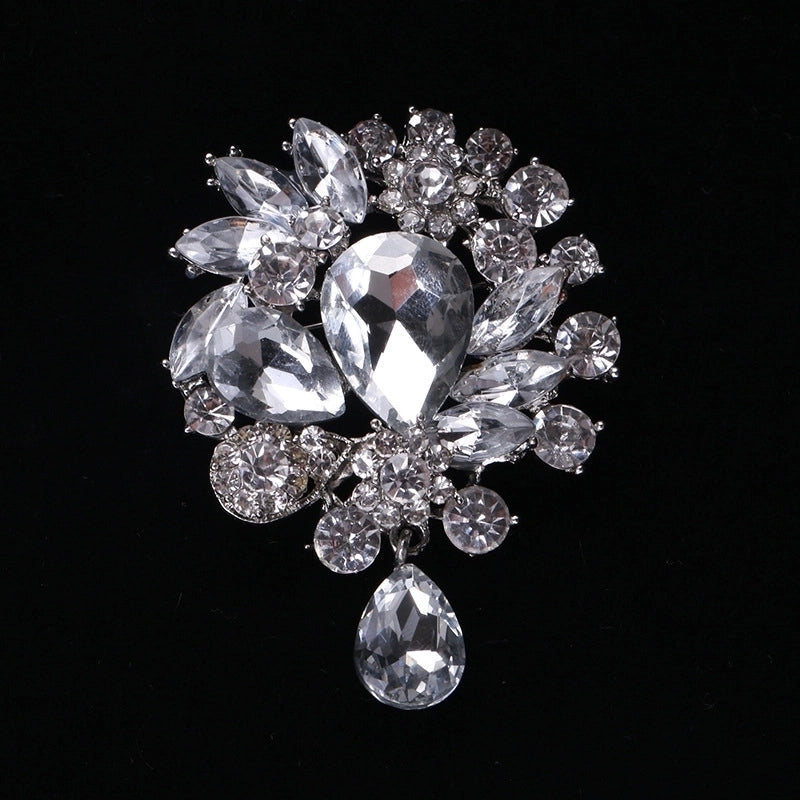 Pin Flower Alloy Inlay Glass Women’s Brooches