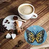 6pcs/set Diamond Painting Butterfly Coaster Round Cup Cushion Home Decor