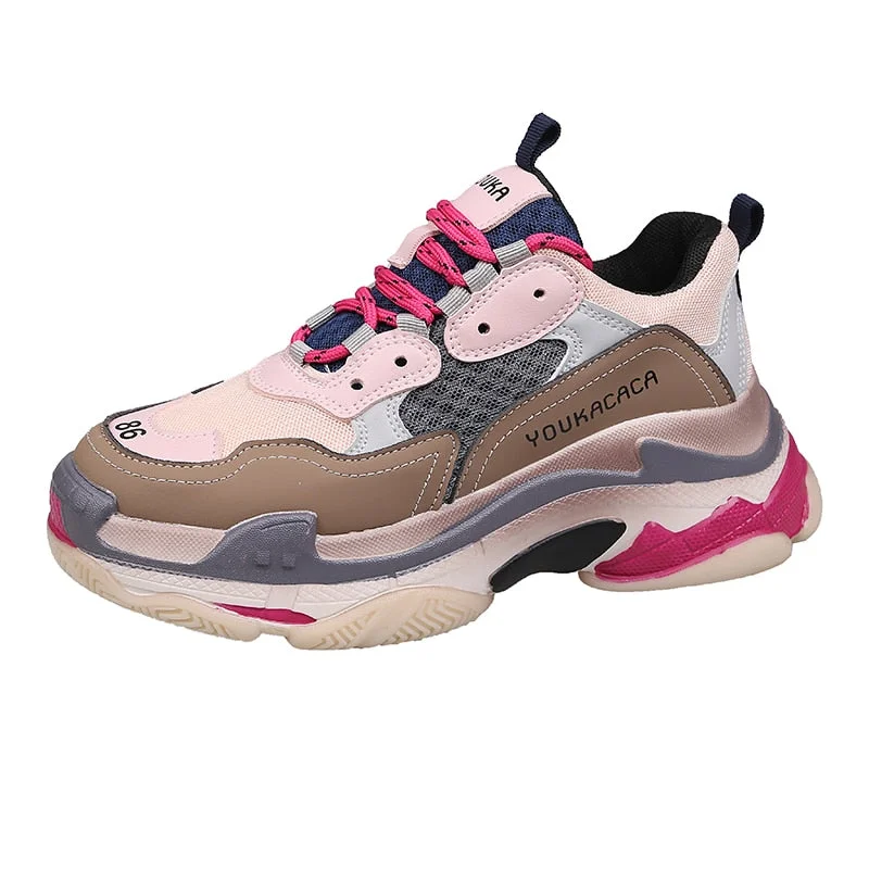 Brand Design Mesh Chunky Sneakers Women's Shoes Blue Color Woman Casual Sneaker Platform Woman Fashion Tennis Female Solid