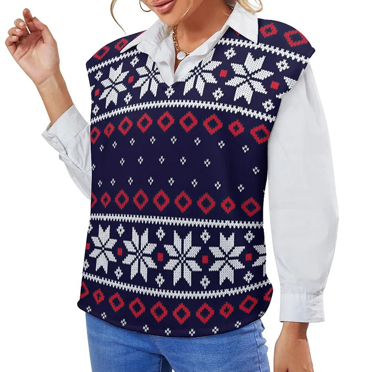 Personalized Design Women's Off Shoulder Sweater Vest Christmas
