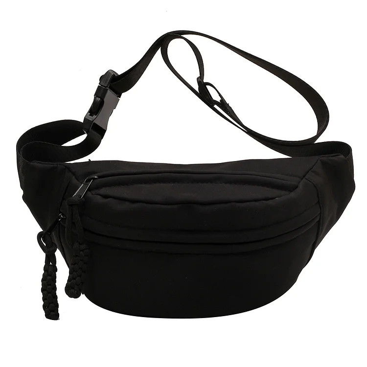 Women Chest Bag Canvas Fashion Waist Pack Belt Bag Outdoor Travel Bags (Black)