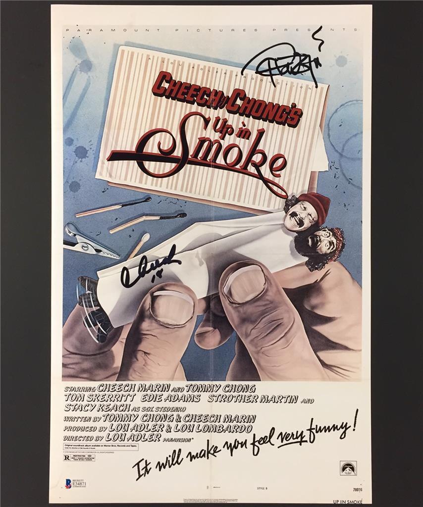 CHEECH & CHONG Signed UP IN SMOKE 11x17 Movie Poster Photo Poster painting #1 ~ Beckett BAS COA