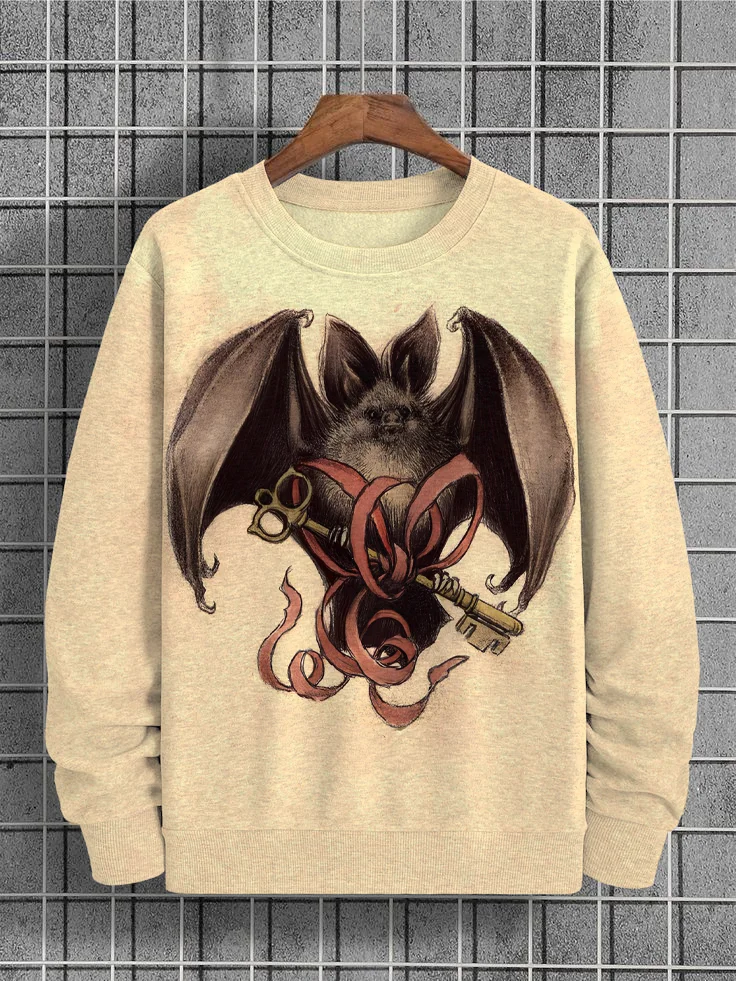 Men's Bat And Key Graphic Print Casual Sweatshirt