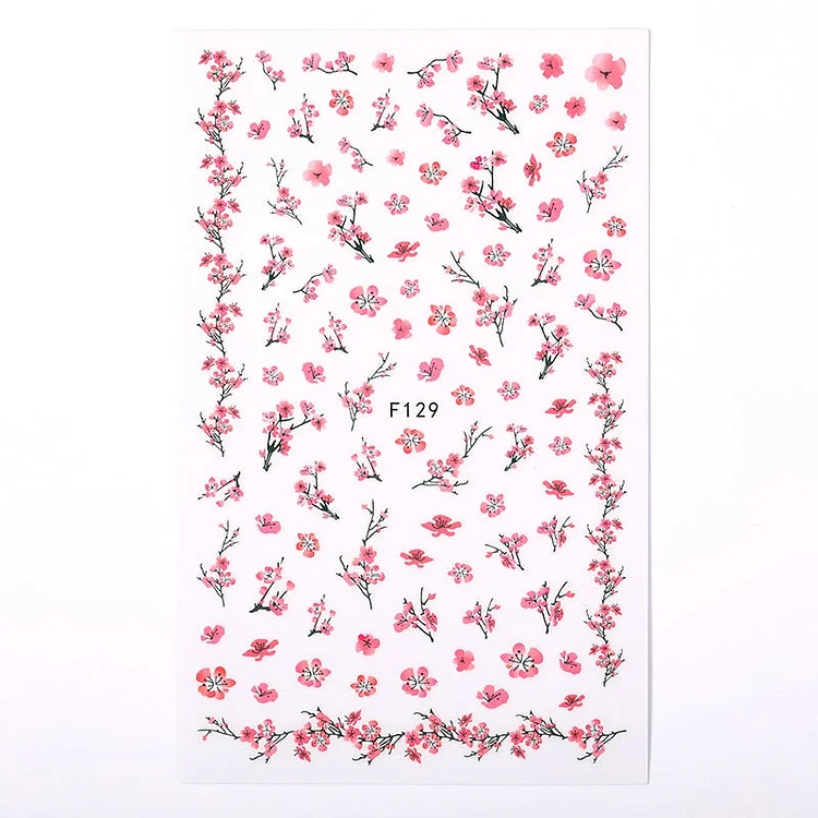 1 Sheet 3D Floral Nail Sticker Adhesive Plants Colorful Beautiful Flowers Nail Transfer Sticker Decals Nail Art Decoration
