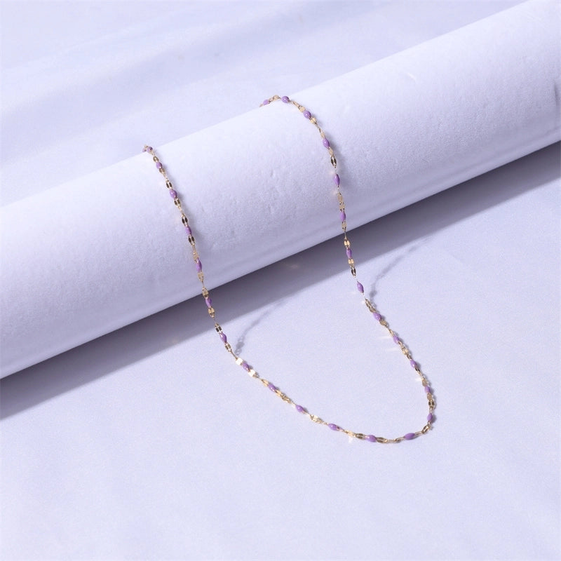 Sweet Color Block Titanium Steel Enamel Necklace