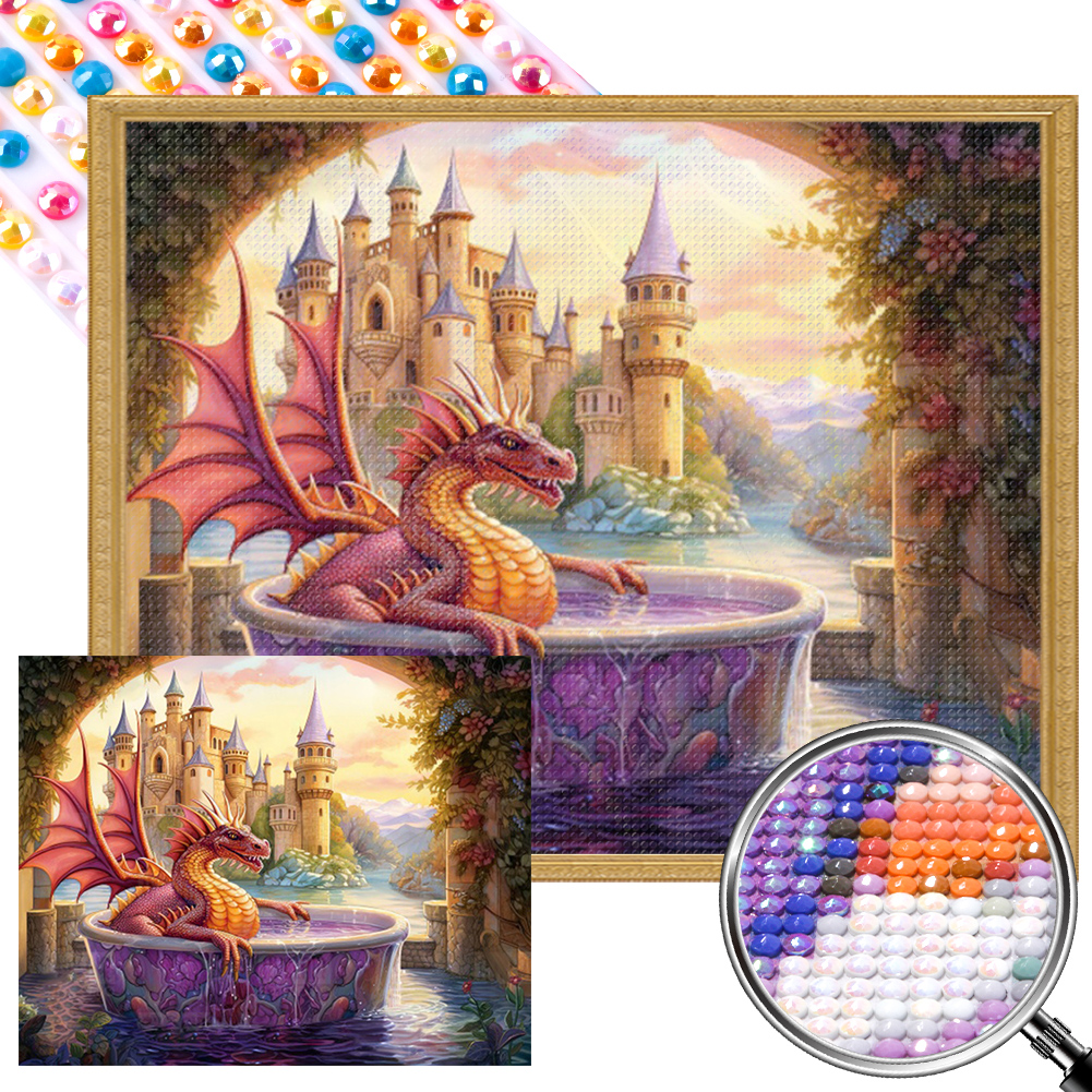 Dragon 50*40cm(picture) full round drill diamond painting with 3 to 5 colors of AB drills
