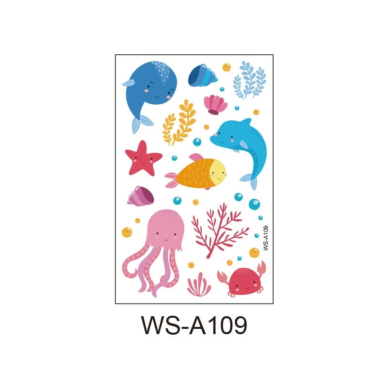 New Waterproof Reward Children Tattoo Sticker Tropical Fish Fantasy Octopus Little Dolphin Fun Ocean Tattoo Sticker