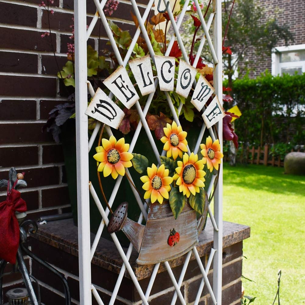 Metal Sunflower Welcome Sign Hanging Decor