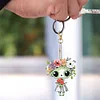 >SALE<6Pcs Acrylic Double Side Zombie Holding Flowers Diamond Art Craft Keychain